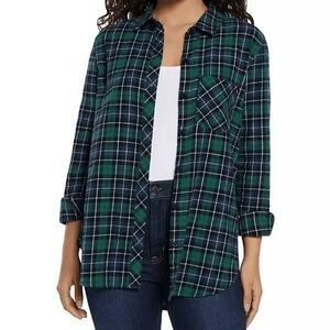 NWT- GAP Green and Blue Plaid Button Down Shirt